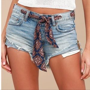 Free people slashed and relaxed grommet shorts
